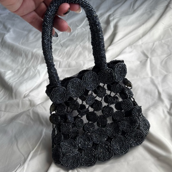Handbags - Vintage black beaded mini purse
